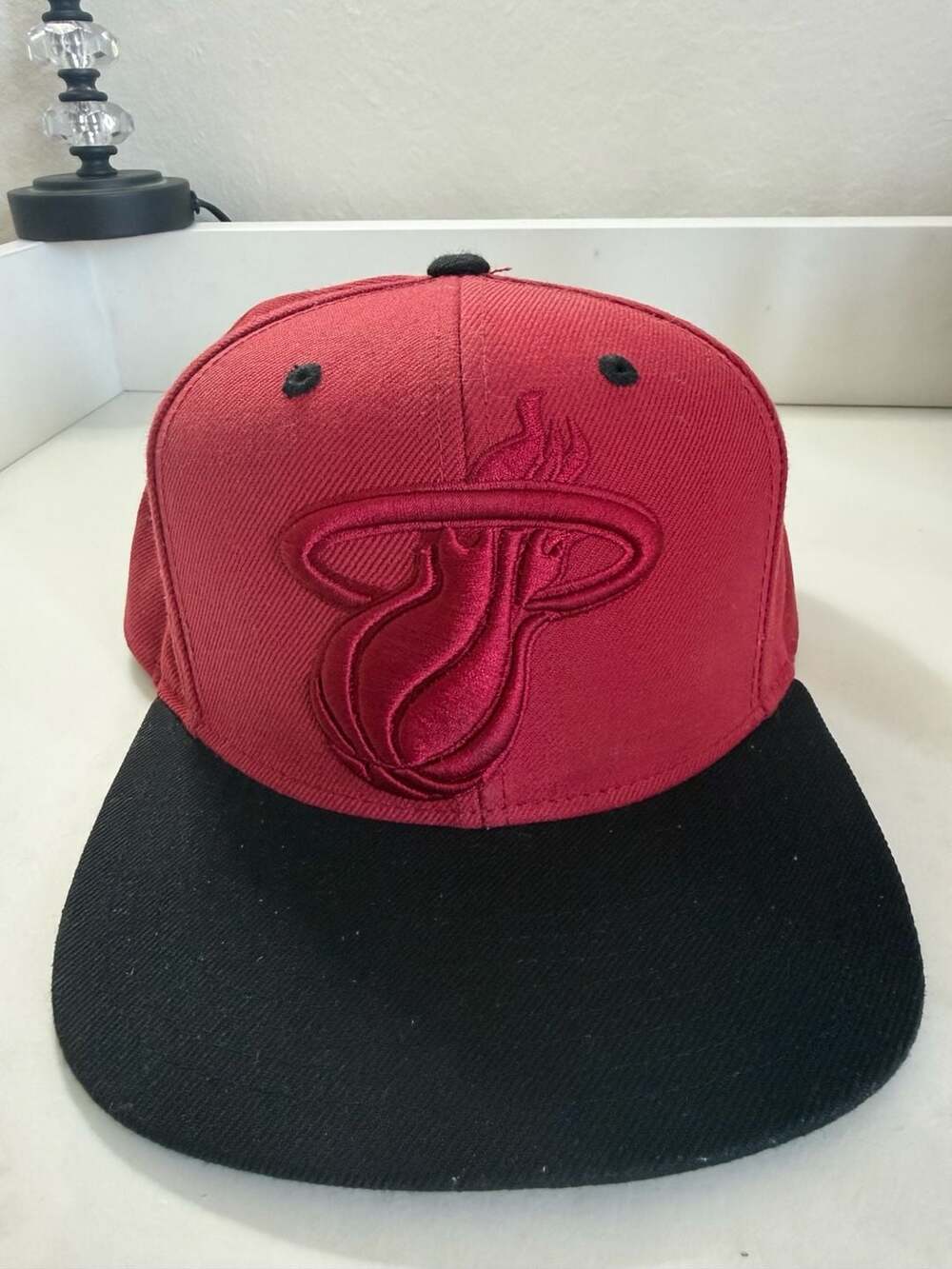 Mitchell & Ness NBA Miami Heat Snapback Hat Red and Black